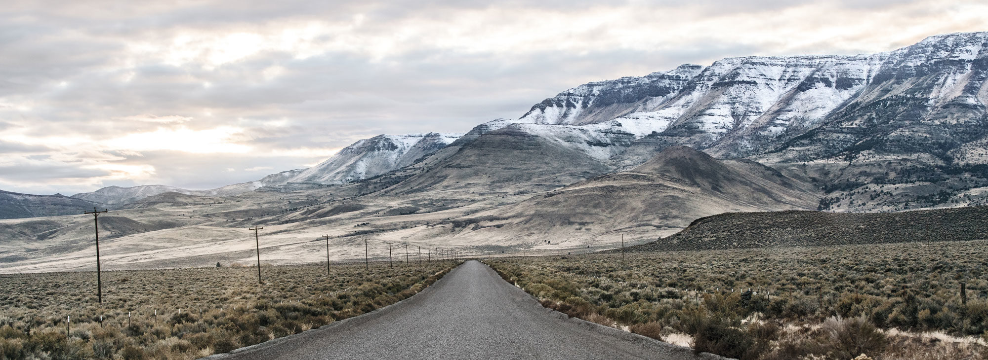 Road to the Alvord Desert with Steens Mountain in background