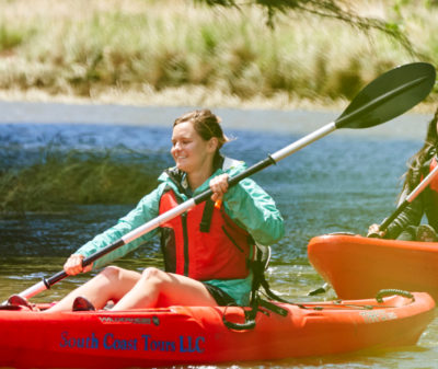 Three women kayaking