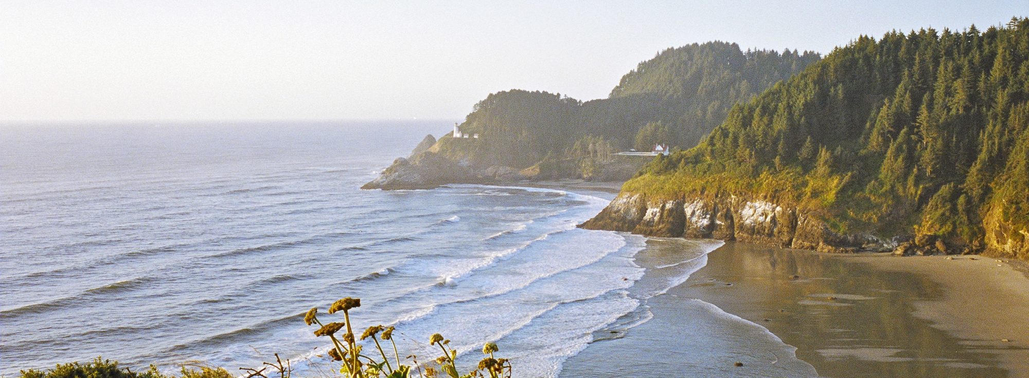 The view from the Pacific Coast Scenic Byway north of Florence. Heceta Head Lighthouse is in the distance. Photographer: