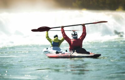 Photo of two kayakers on the Willamette River