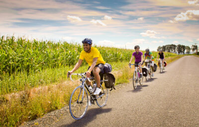 Group of road cyclists