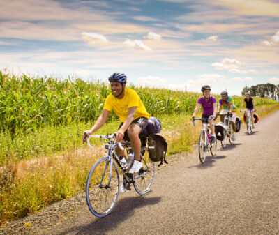 Group of road cyclists