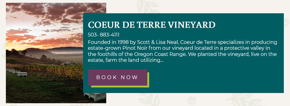 Screenshot of Coeur de Terre listing on WillametteValley.org